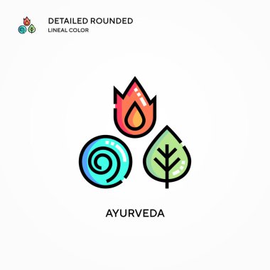 Ayurveda vektör simgesi. Modern vektör illüstrasyon kavramları. Düzenlemesi ve kişiselleştirmesi kolay.