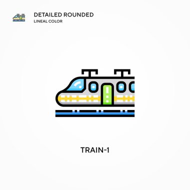 Tren-1 vektör simgesi. Modern vektör illüstrasyon kavramları. Düzenlemesi ve kişiselleştirmesi kolay.