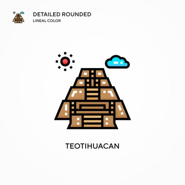 Teotihuacan vektör simgesi. Modern vektör illüstrasyon kavramları. Düzenlemesi ve kişiselleştirmesi kolay.