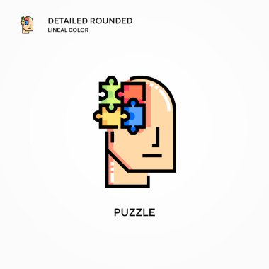 Bulmaca vektör simgesi. Modern vektör illüstrasyon kavramları. Düzenlemesi ve kişiselleştirmesi kolay.