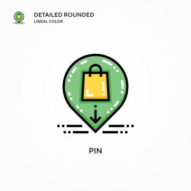 Pin vektör simgesi. Modern vektör illüstrasyon kavramları. Düzenlemesi ve kişiselleştirmesi kolay.