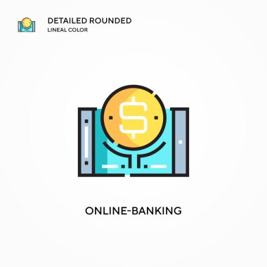 Çevrimiçi bankacılık vektör simgesi. Modern vektör illüstrasyon kavramları. Düzenlemesi ve kişiselleştirmesi kolay.
