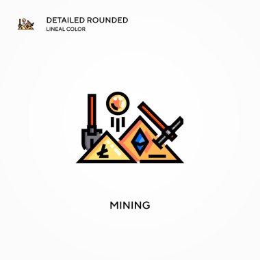 Madencilik vektör ikonu. Modern vektör illüstrasyon kavramları. Düzenlemesi ve kişiselleştirmesi kolay.