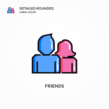 Arkadaş vektör simgesi. Modern vektör illüstrasyon kavramları. Düzenlemesi ve kişiselleştirmesi kolay.