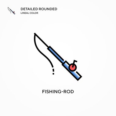 Balık oltası vektör simgesi. Modern vektör illüstrasyon kavramları. Düzenlemesi ve kişiselleştirmesi kolay.