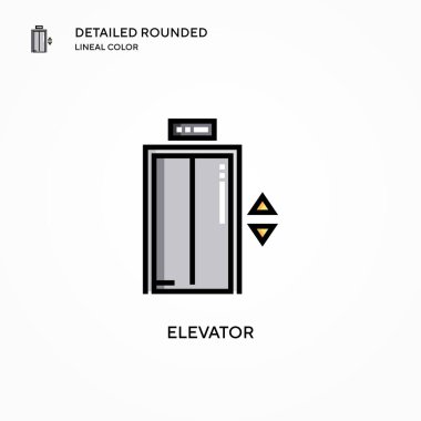 Asansör vektör simgesi. Modern vektör illüstrasyon kavramları. Düzenlemesi ve kişiselleştirmesi kolay.