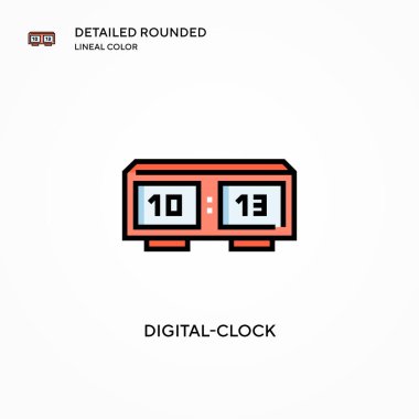Dijital saat vektör simgesi. Modern vektör illüstrasyon kavramları. Düzenlemesi ve kişiselleştirmesi kolay.