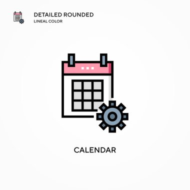 Takvim vektör simgesi. Modern vektör illüstrasyon kavramları. Düzenlemesi ve kişiselleştirmesi kolay.