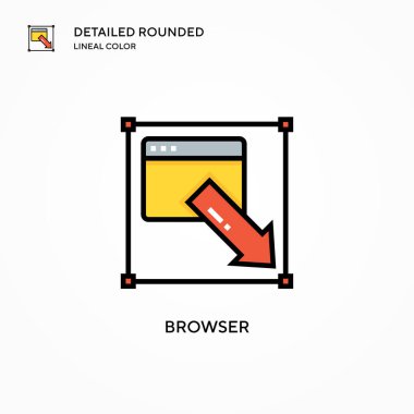 Tarayıcı vektör simgesi. Modern vektör illüstrasyon kavramları. Düzenlemesi ve kişiselleştirmesi kolay.