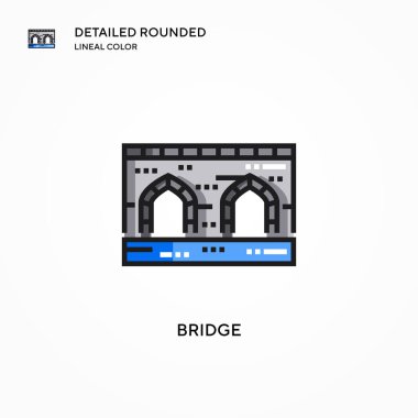Köprü vektör simgesi. Modern vektör illüstrasyon kavramları. Düzenlemesi ve kişiselleştirmesi kolay.