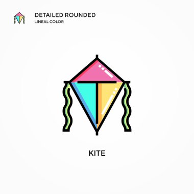 Uçurtma vektör simgesi. Modern vektör illüstrasyon kavramları. Düzenlemesi ve kişiselleştirmesi kolay.