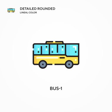 Otobüs-1 vektör simgesi. Modern vektör illüstrasyon kavramları. Düzenlemesi ve kişiselleştirmesi kolay.