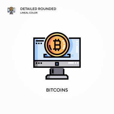 Bitcoins vektör simgesi. Modern vektör illüstrasyon kavramları. Düzenlemesi ve kişiselleştirmesi kolay.