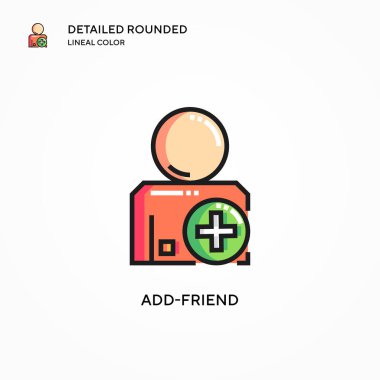 Arkadaş vektör simgesi ekle. Modern vektör illüstrasyon kavramları. Düzenlemesi ve kişiselleştirmesi kolay.