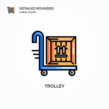 Trolley vektör simgesi. Modern vektör illüstrasyon kavramları. Düzenlemesi ve kişiselleştirmesi kolay.