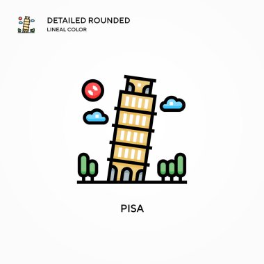 Pisa vektör simgesi. Modern vektör illüstrasyon kavramları. Düzenlemesi ve kişiselleştirmesi kolay.