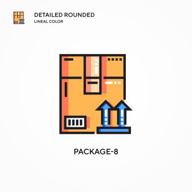 Paket-8 vektör simgesi. Modern vektör illüstrasyon kavramları. Düzenlemesi ve kişiselleştirmesi kolay.
