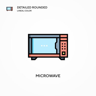 Mikrodalga vektör simgesi. Modern vektör illüstrasyon kavramları. Düzenlemesi ve kişiselleştirmesi kolay.