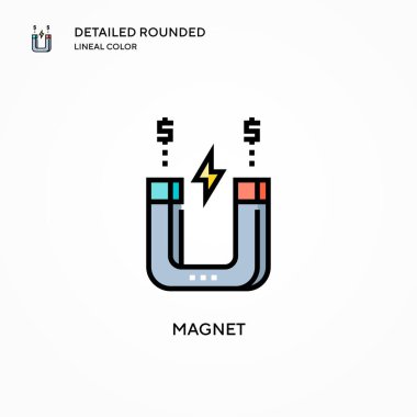 Mıknatıs vektör simgesi. Modern vektör illüstrasyon kavramları. Düzenlemesi ve kişiselleştirmesi kolay.