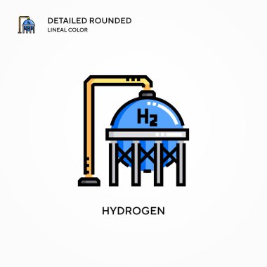 Hidrojen vektör simgesi. Modern vektör illüstrasyon kavramları. Düzenlemesi ve kişiselleştirmesi kolay.