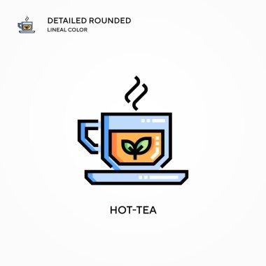 Sıcak çay vektör simgesi. Modern vektör illüstrasyon kavramları. Düzenlemesi ve kişiselleştirmesi kolay.