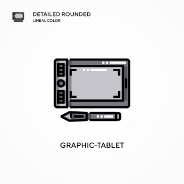 Grafik tablet vektör simgesi. Modern vektör illüstrasyon kavramları. Düzenlemesi ve kişiselleştirmesi kolay.