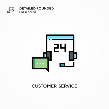 Müşteri hizmetleri vektör simgesi. Modern vektör illüstrasyon kavramları. Düzenlemesi ve kişiselleştirmesi kolay.