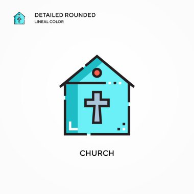 Kilise vektör ikonu. Modern vektör illüstrasyon kavramları. Düzenlemesi ve kişiselleştirmesi kolay.