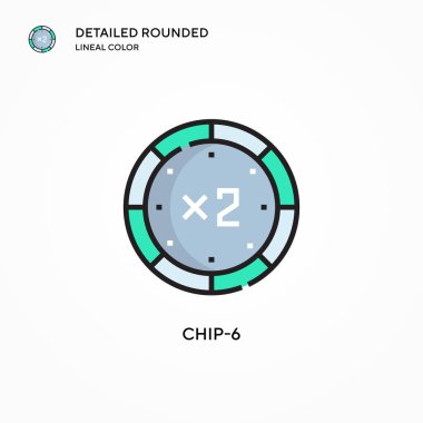 Çip-6 vektör simgesi. Modern vektör illüstrasyon kavramları. Düzenlemesi ve kişiselleştirmesi kolay.