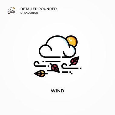 Rüzgar vektör simgesi. Modern vektör illüstrasyon kavramları. Düzenlemesi ve kişiselleştirmesi kolay.