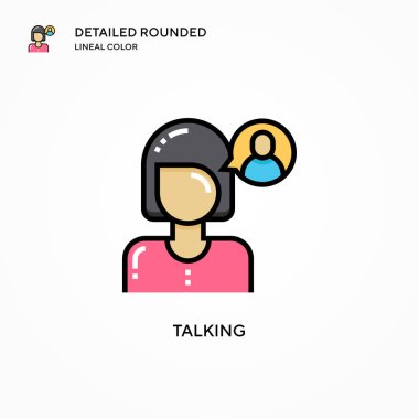 Konuşan vektör simgesi. Modern vektör illüstrasyon kavramları. Düzenlemesi ve kişiselleştirmesi kolay.