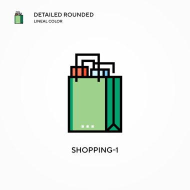 Alışveriş-1 vektör simgesi. Modern vektör illüstrasyon kavramları. Düzenlemesi ve kişiselleştirmesi kolay.