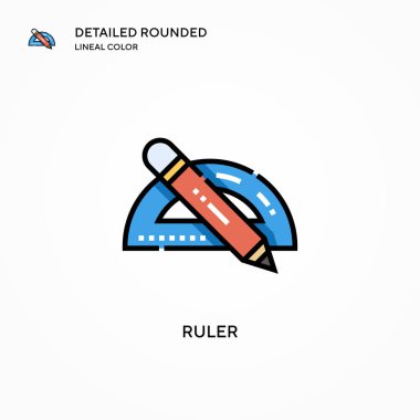 Cetvel vektör simgesi. Modern vektör illüstrasyon kavramları. Düzenlemesi ve kişiselleştirmesi kolay.