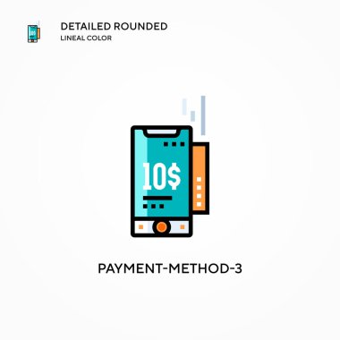 Ödeme yöntemi 3 vektör simgesi. Modern vektör illüstrasyon kavramları. Düzenlemesi ve kişiselleştirmesi kolay.