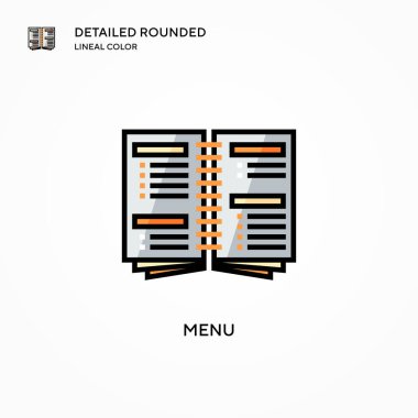 Menü vektör simgesi. Modern vektör illüstrasyon kavramları. Düzenlemesi ve kişiselleştirmesi kolay.