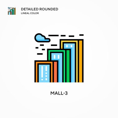 Mall-3 vektör simgesi. Modern vektör illüstrasyon kavramları. Düzenlemesi ve kişiselleştirmesi kolay.