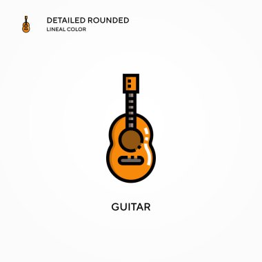 Gitar vektör simgesi. Modern vektör illüstrasyon kavramları. Düzenlemesi ve kişiselleştirmesi kolay.
