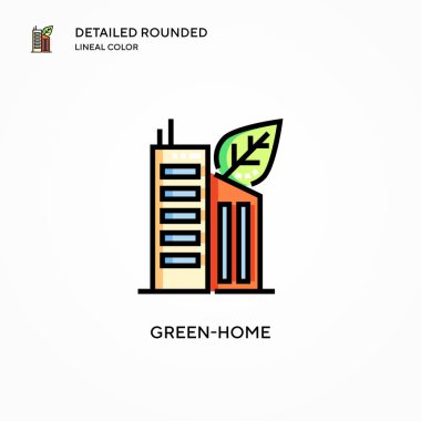 Yeşil ev vektör simgesi. Modern vektör illüstrasyon kavramları. Düzenlemesi ve kişiselleştirmesi kolay.