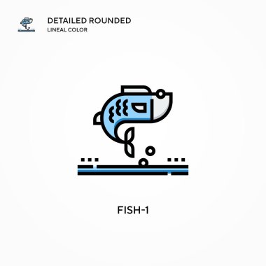 Fish-1 vektör simgesi. Modern vektör illüstrasyon kavramları. Düzenlemesi ve kişiselleştirmesi kolay.