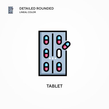 Tablet vektör simgesi. Modern vektör illüstrasyon kavramları. Düzenlemesi ve kişiselleştirmesi kolay.