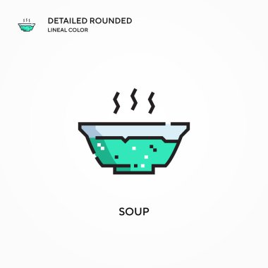 Çorba vektör simgesi. Modern vektör illüstrasyon kavramları. Düzenlemesi ve kişiselleştirmesi kolay.