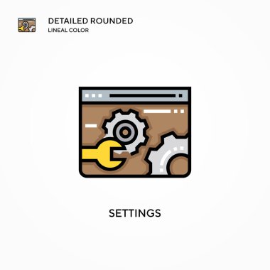Ayarlar vektör simgesi. Modern vektör illüstrasyon kavramları. Düzenlemesi ve kişiselleştirmesi kolay.