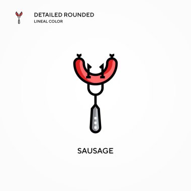 Sosis vektör simgesi. Modern vektör illüstrasyon kavramları. Düzenlemesi ve kişiselleştirmesi kolay.