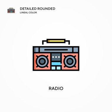 Radyo vektör simgesi. Modern vektör illüstrasyon kavramları. Düzenlemesi ve kişiselleştirmesi kolay.