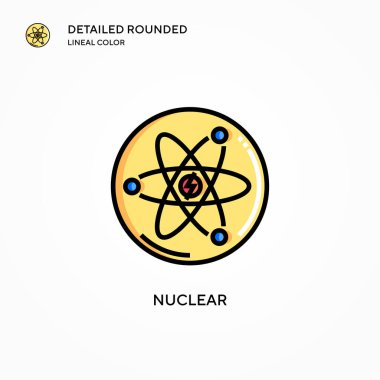 Nükleer vektör simgesi. Modern vektör illüstrasyon kavramları. Düzenlemesi ve kişiselleştirmesi kolay.