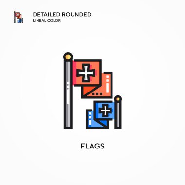 Bayrak vektör simgesi. Modern vektör illüstrasyon kavramları. Düzenlemesi ve kişiselleştirmesi kolay.