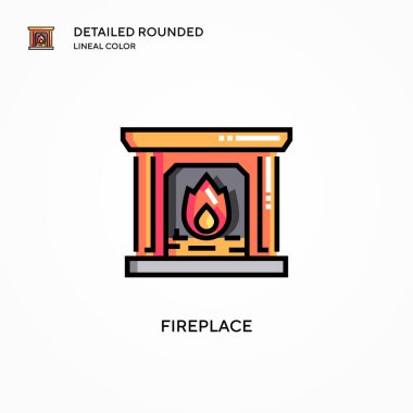 Şömine vektör simgesi. Modern vektör illüstrasyon kavramları. Düzenlemesi ve kişiselleştirmesi kolay.