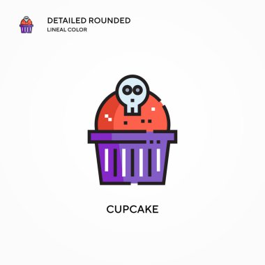 Cupcake vektör simgesi. Modern vektör illüstrasyon kavramları. Düzenlemesi ve kişiselleştirmesi kolay.