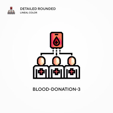 Kan bağışı 3 vektör ikonu. Modern vektör illüstrasyon kavramları. Düzenlemesi ve kişiselleştirmesi kolay.