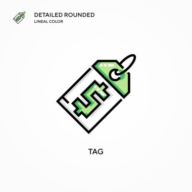 Etiket vektör simgesi. Modern vektör illüstrasyon kavramları. Düzenlemesi ve kişiselleştirmesi kolay.